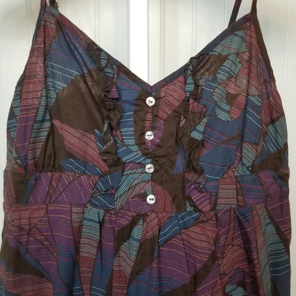 Hinge Spaghetti‎ Strap Ruffle Leaf Print Dress XS - Picture 2 of 7